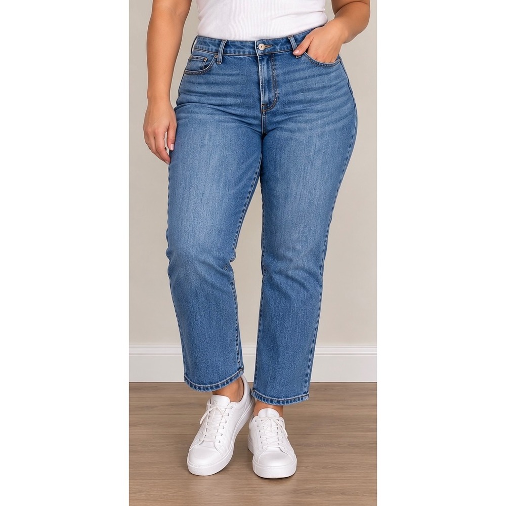 Talbots Blue Modern Ankle Jeans Womens Size 12 High Rise Straight Leg Stretch